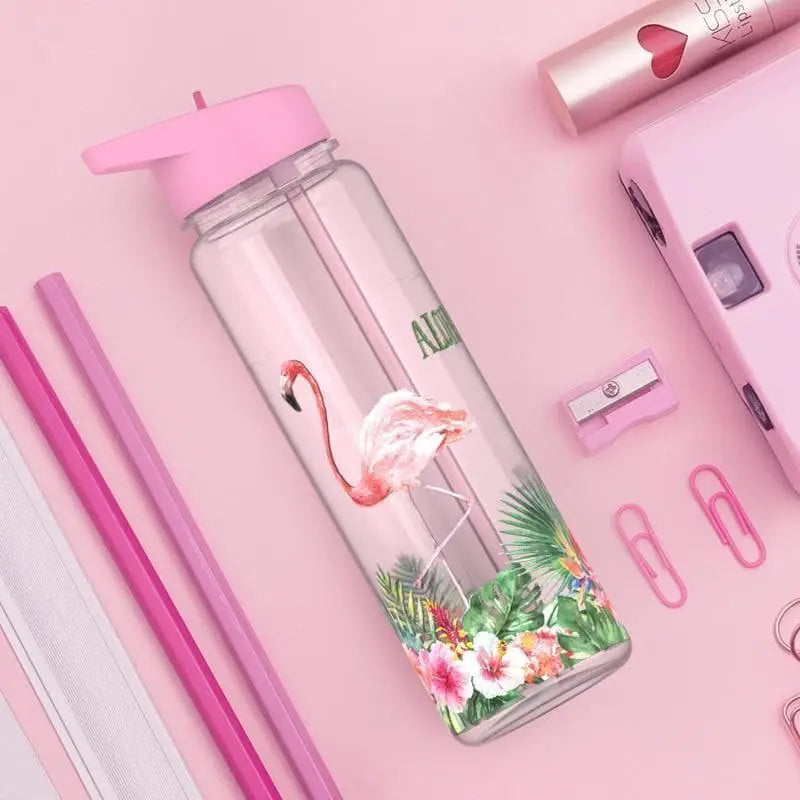 Butelka Na Wodę Wzór Flaminga - Różowy / 0.75l