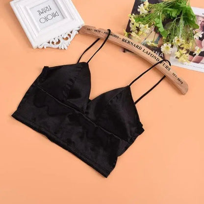 Czarny Biustonosz bralette z satyny