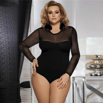 Czarny Body transparentne rękawy