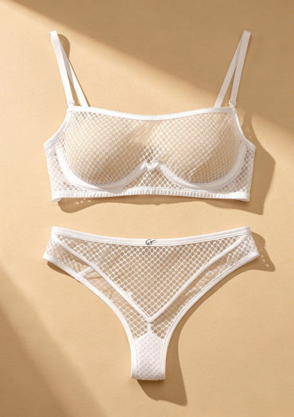 Komplet bielizny z dekoracyjnej siateczki