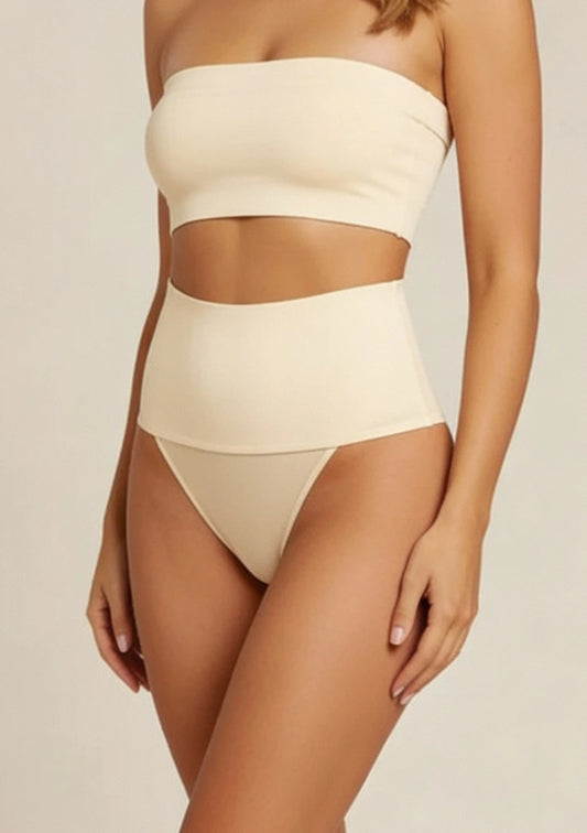 Majtki wyszczuplające stringi z szerokim pasem