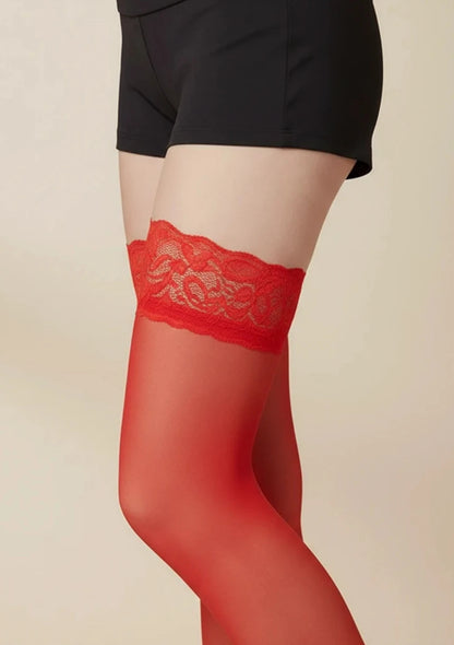 Pończochy samonośne z koronkowym wykończeniem