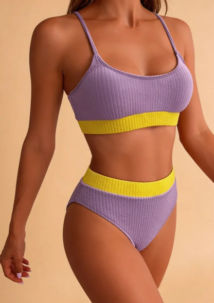 Dwuczęściowy strój kąpielowy z wysokim stanem