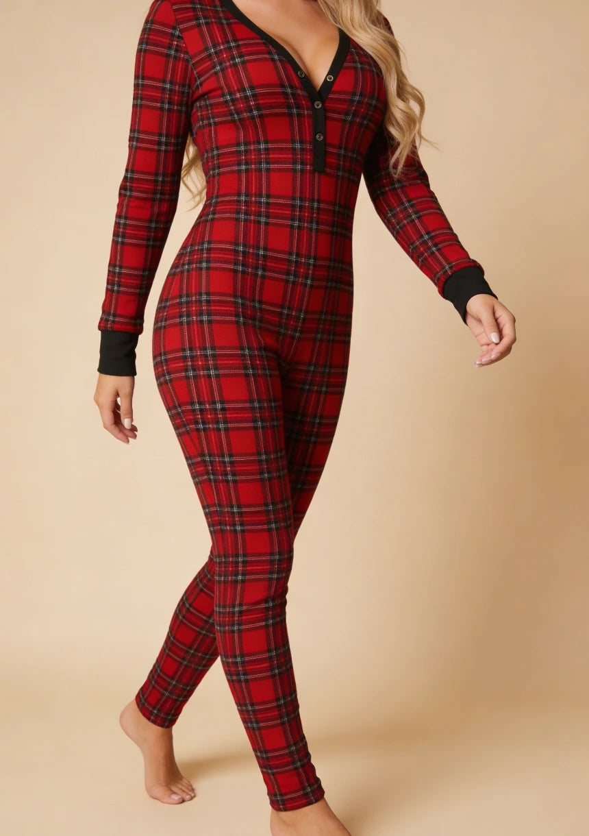 Jednoczęściowa piżama damska z motywem świątecznym