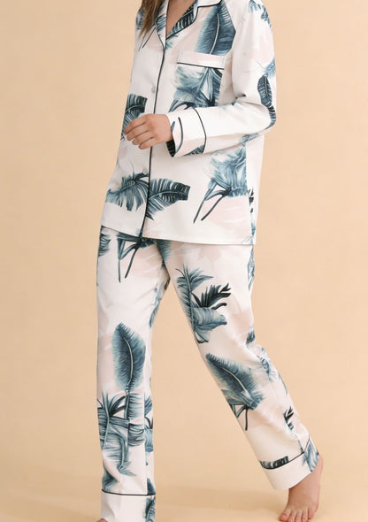 Piżama damska z koszulową górą