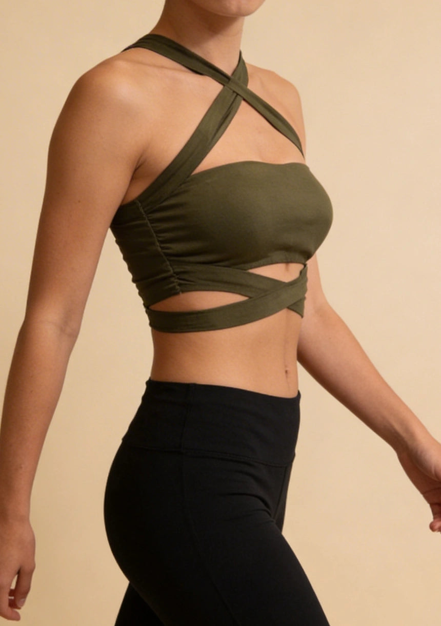 Biustonosz bandeau z dekoracyjnymi paskami