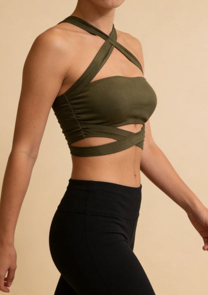 Biustonosz bandeau z dekoracyjnymi paskami