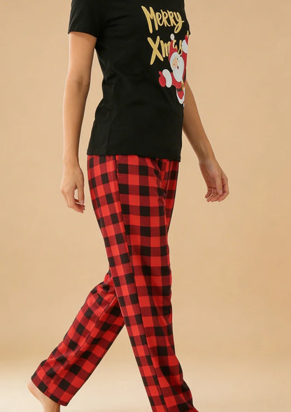 Świąteczna piżama damska z krótkim rękawem