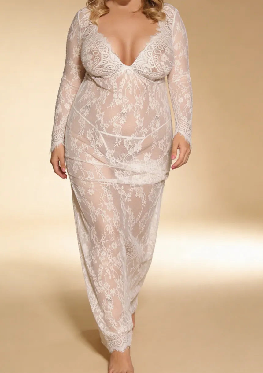 Długa koronkowa koszula nocna