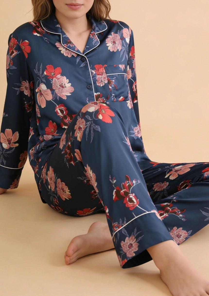 Klasyczna piżama damska z koszulową górą