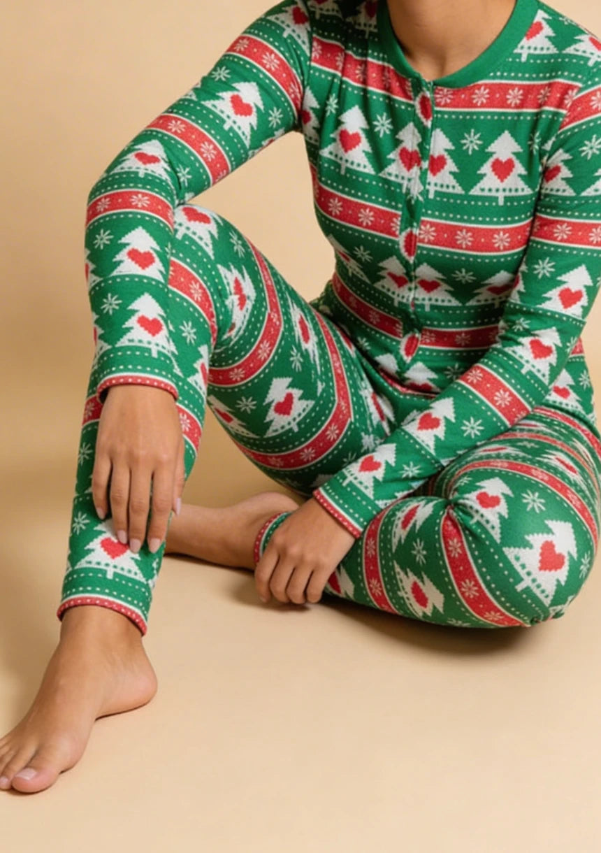 Jednoczęściowa piżama damska z motywem świątecznym
