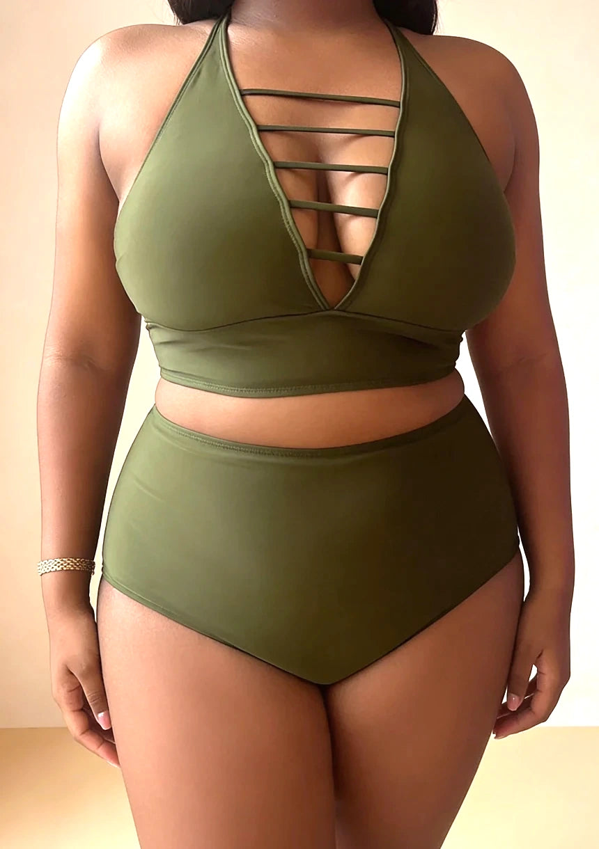 Dwuczęściowy strój kąpielowy plus size z regulowanymi ramiączkami