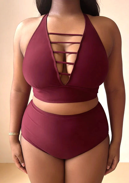 Dwuczęściowy strój kąpielowy plus size z regulowanymi ramiączkami