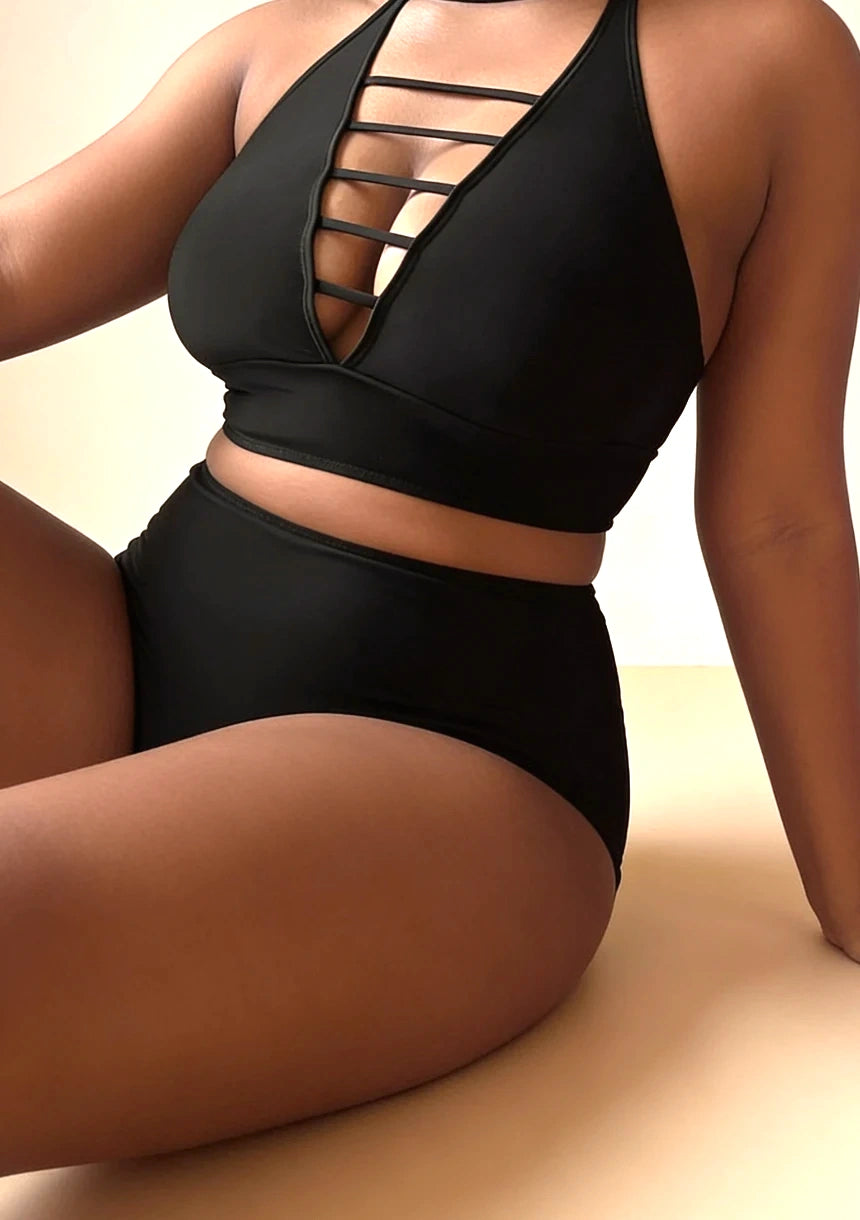 Dwuczęściowy strój kąpielowy plus size z regulowanymi ramiączkami