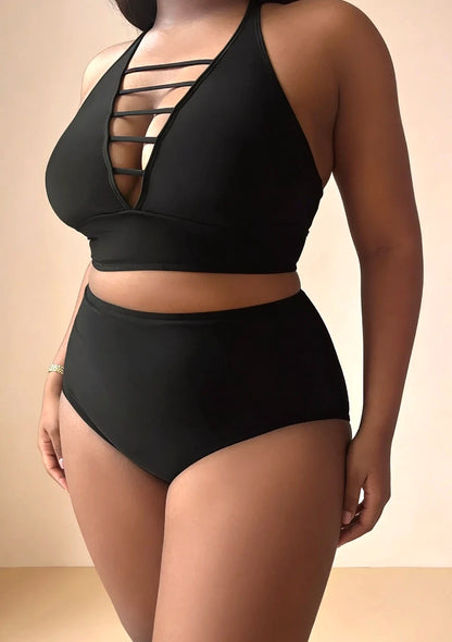 Dwuczęściowy strój kąpielowy plus size z regulowanymi ramiączkami