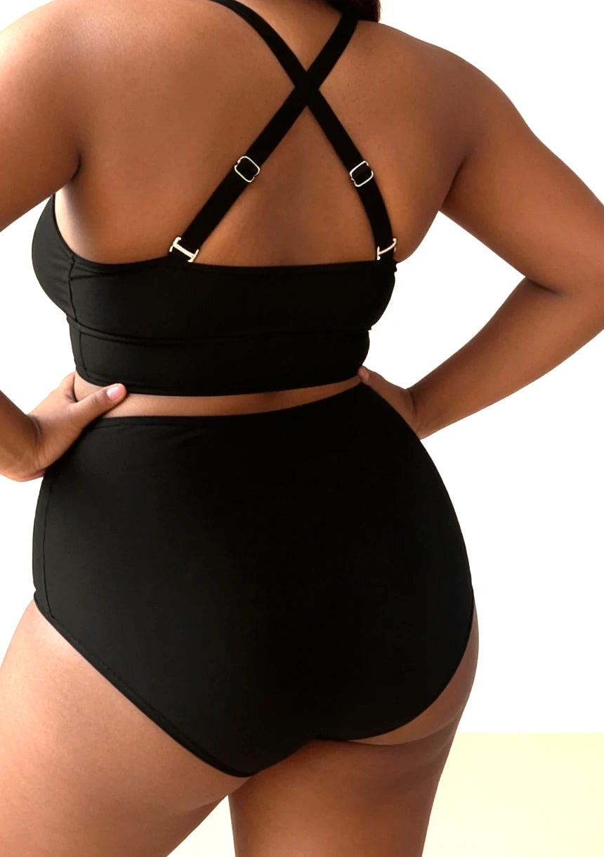 Dwuczęściowy strój kąpielowy plus size z regulowanymi ramiączkami