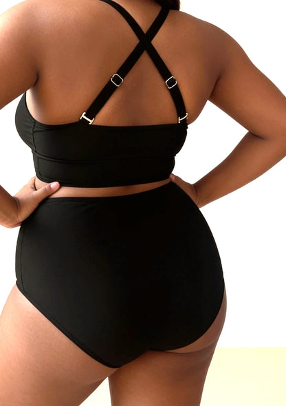 Dwuczęściowy strój kąpielowy plus size z regulowanymi ramiączkami