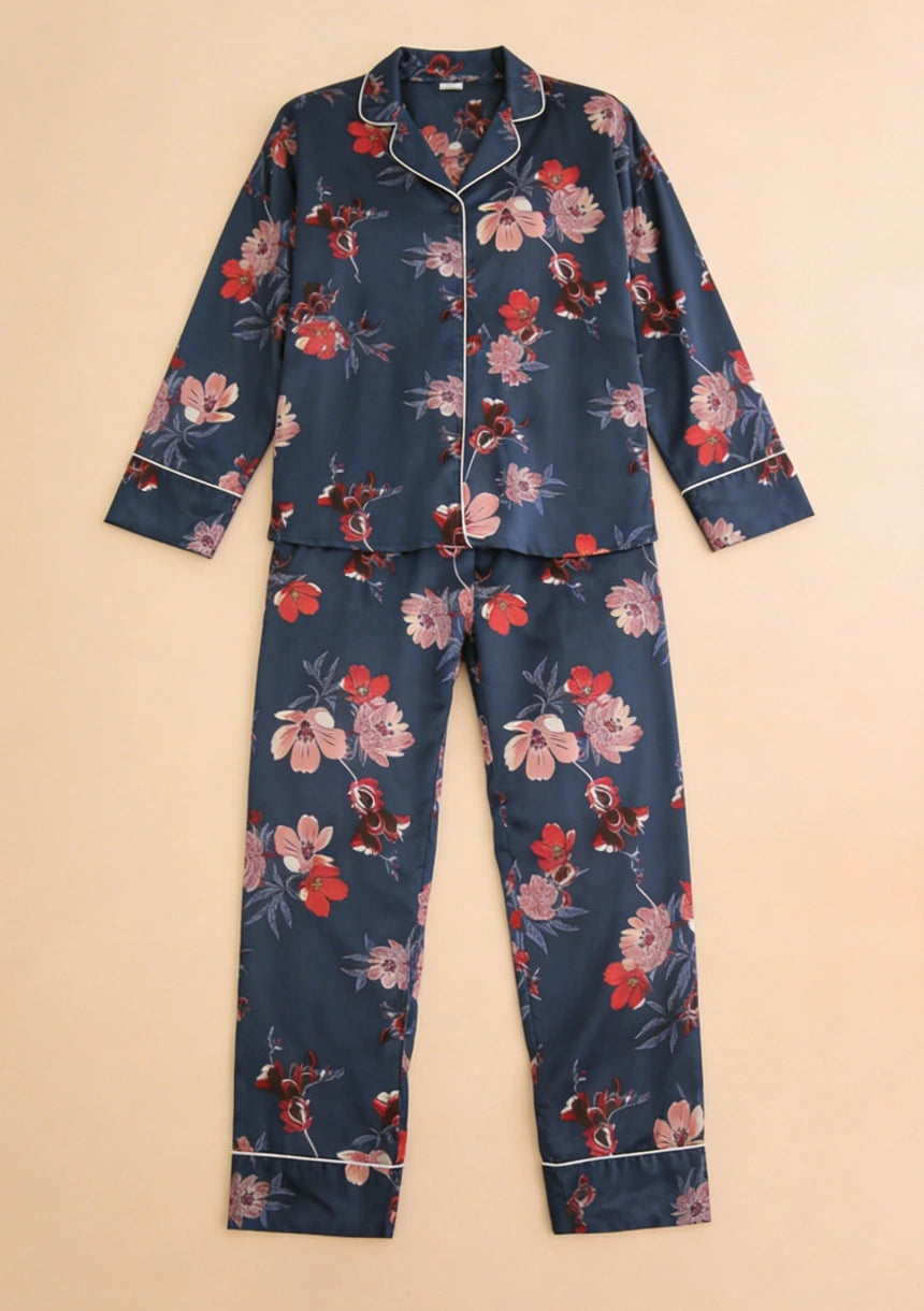 Klasyczna piżama damska z koszulową górą