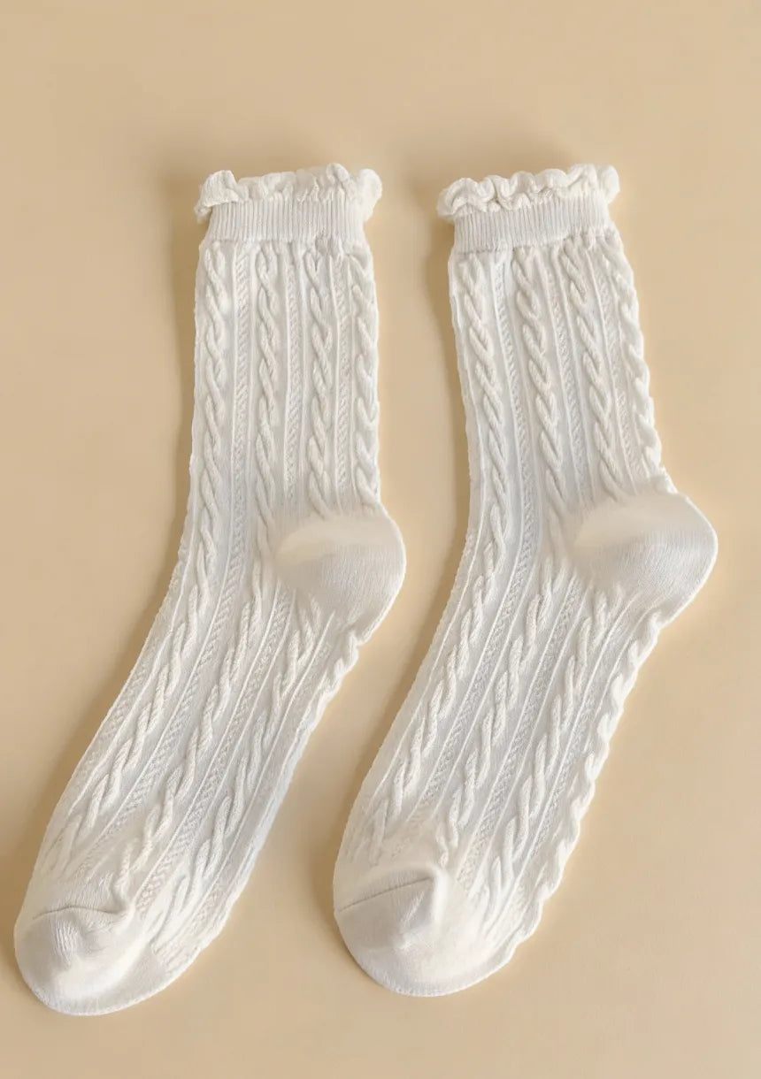 Skarpety damskie w warkoczowy wzór