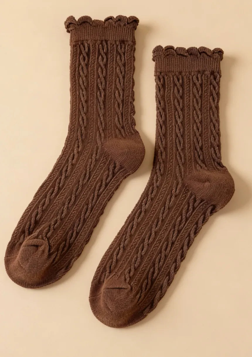 Skarpety damskie w warkoczowy wzór