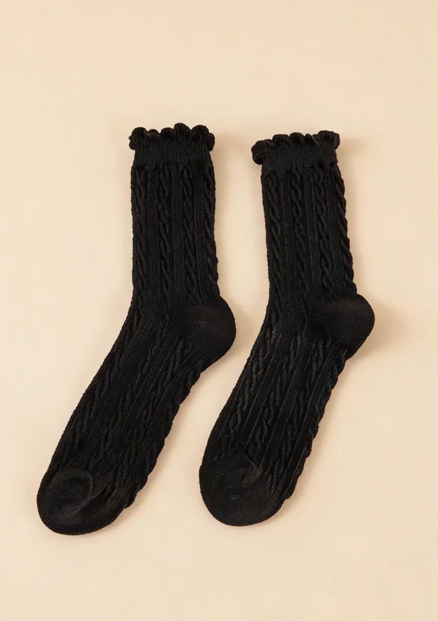 Skarpety damskie w warkoczowy wzór