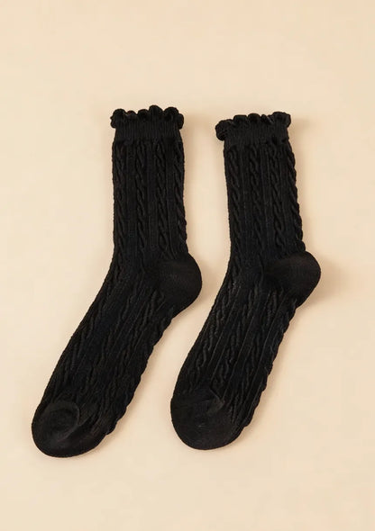 Skarpety damskie w warkoczowy wzór