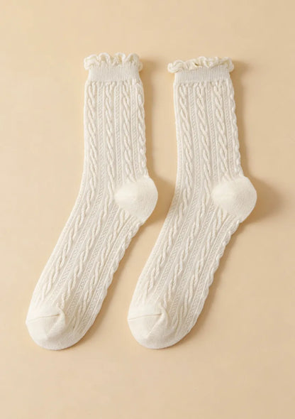 Skarpety damskie w warkoczowy wzór