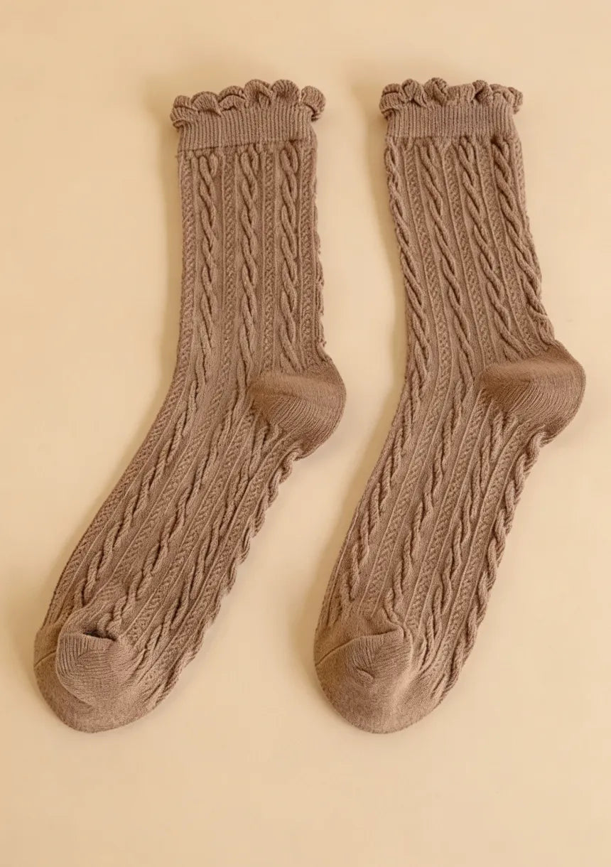 Skarpety damskie w warkoczowy wzór