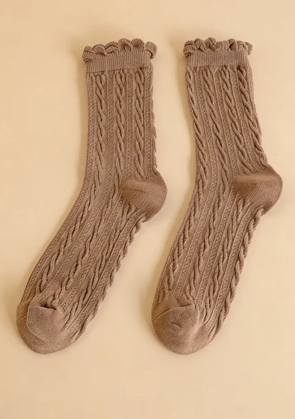 Skarpety damskie w warkoczowy wzór