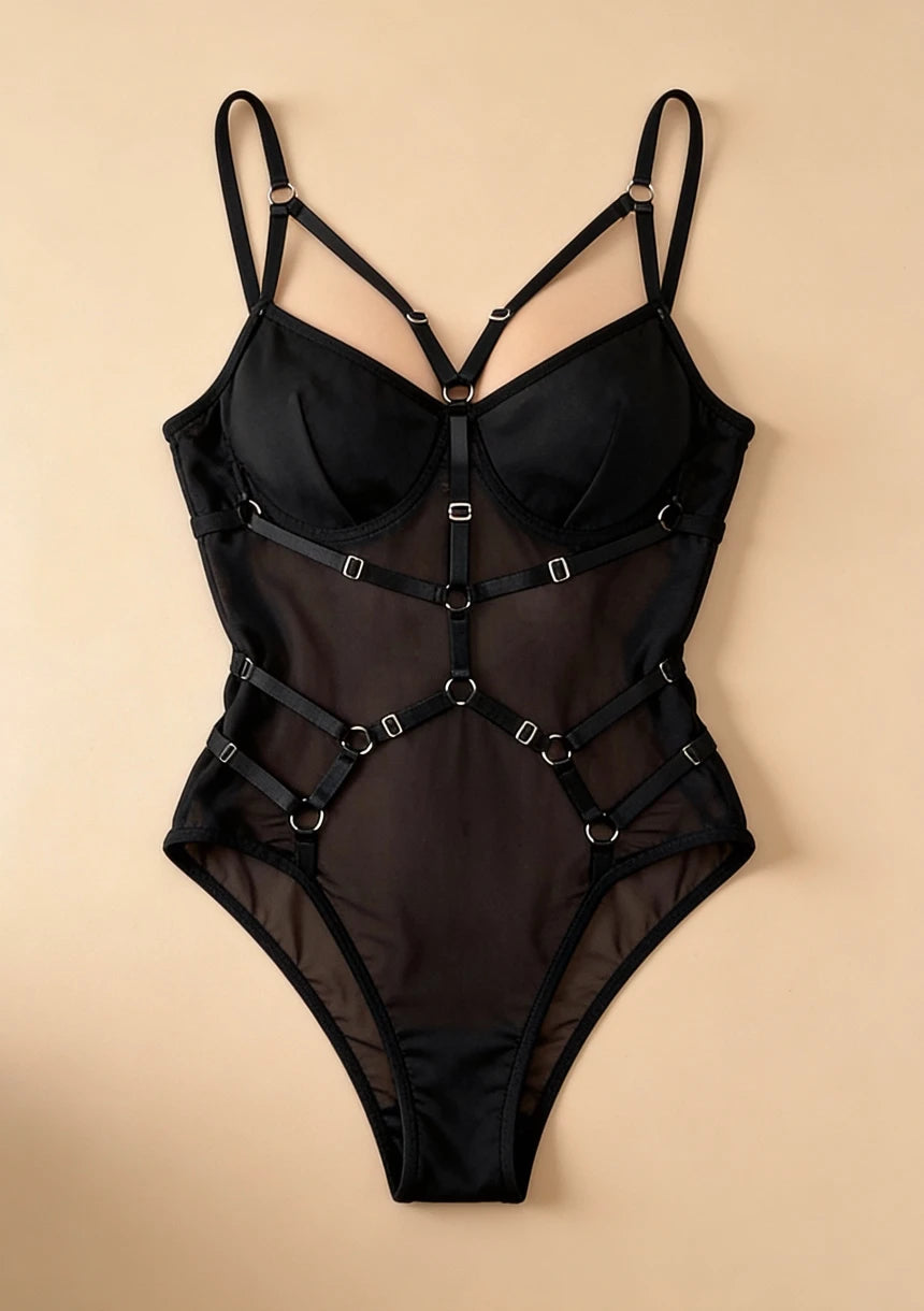 Siateczkowe body z wycięciem na plecach