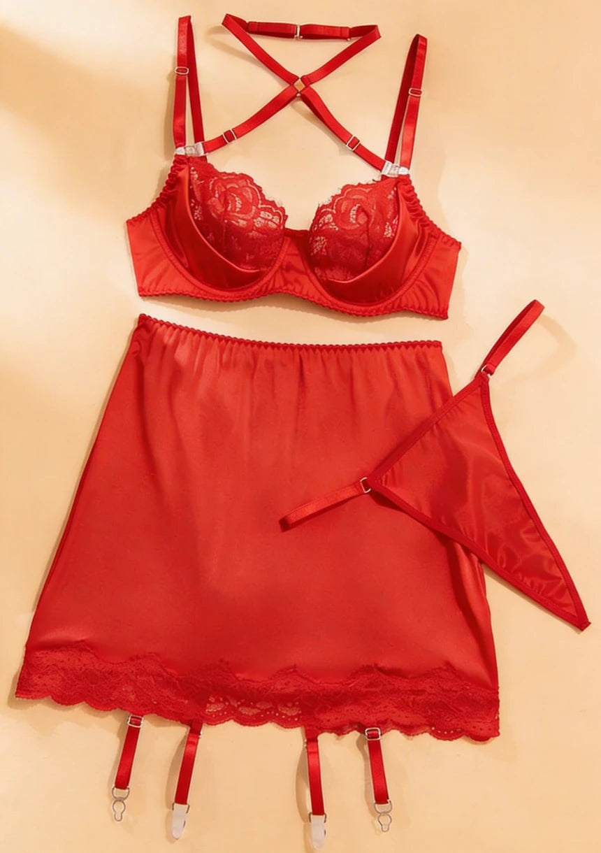 Komplet bielizny z odpinanym chokerem