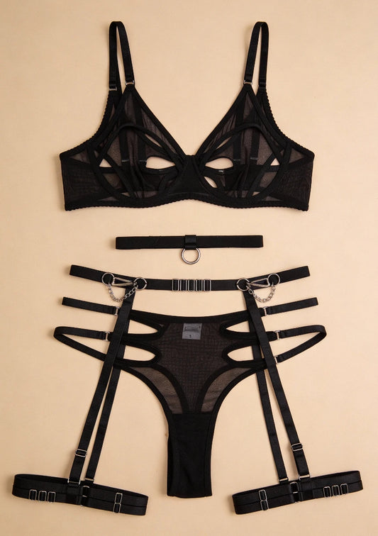 Komplet bielizny z chokerem