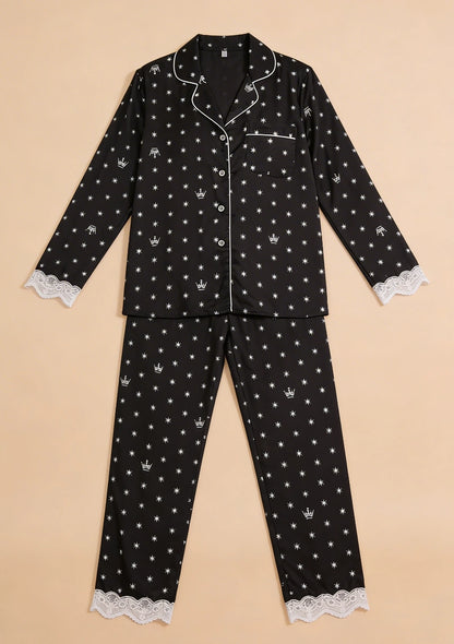 Koszulowa piżama damska z motywem gwiazdek