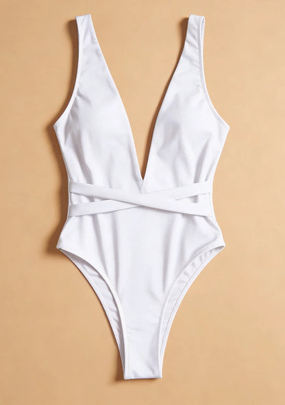 Jednoczęściowy strój kąpielowy z wiązaniem z tyłu