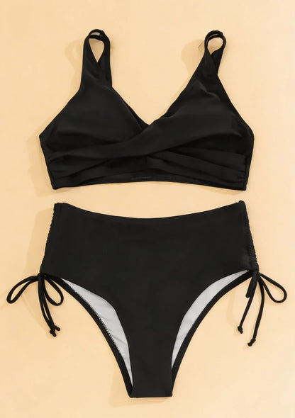 Dwuczęściowy strój kąpielowy z podwyższonym stanem