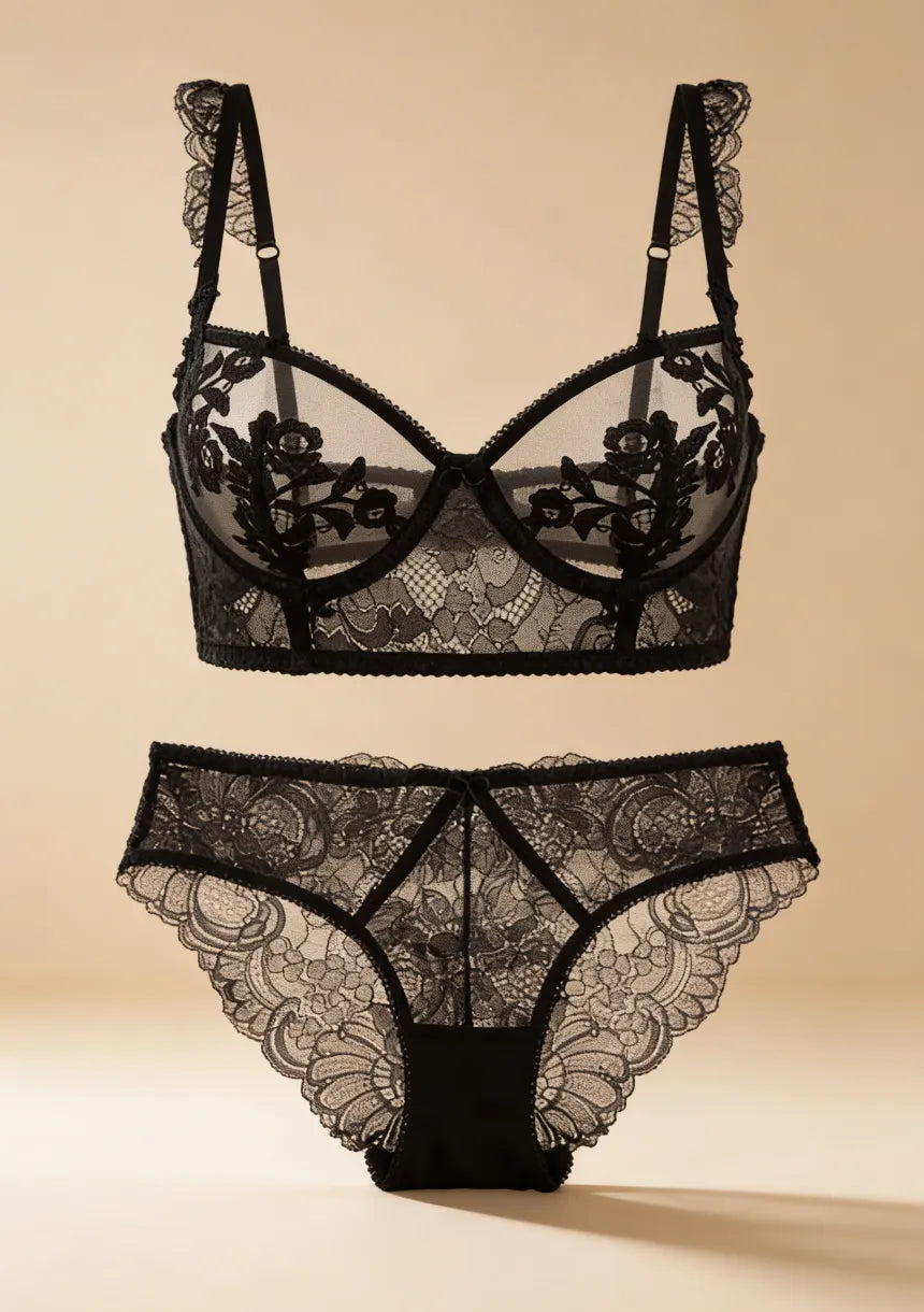 Ozdobny komplet bielizny z motywem kwiatów