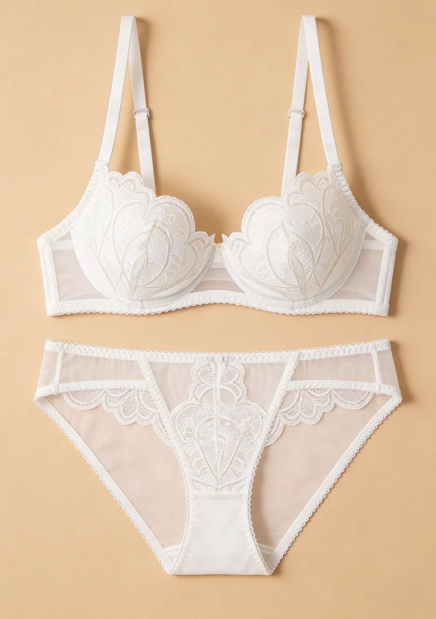 Komplet bielizny koronkowej z motywem kwiatów