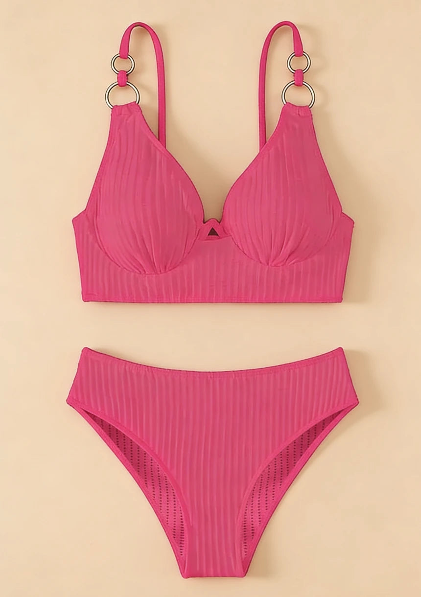 Dwuczęściowy strój kąpielowy z wysokim stanem