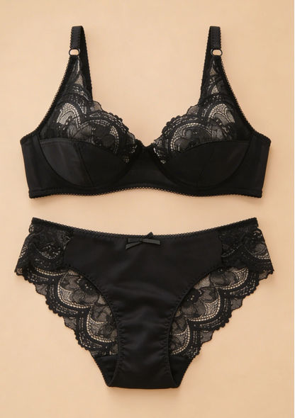 Klasyczny komplet bielizny z ozdobną koronką