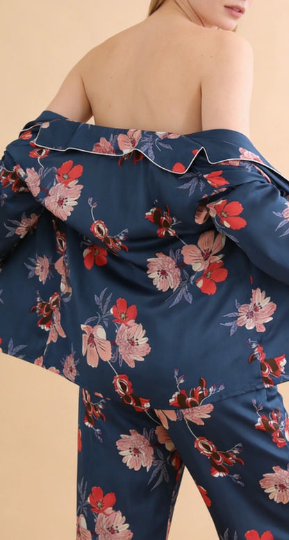 Klasyczna piżama damska z koszulową górą