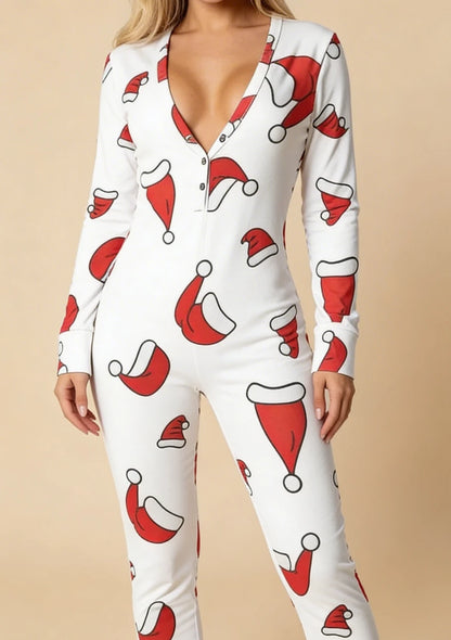 Jednoczęściowa piżama damska z motywem świątecznym