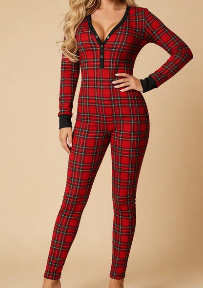 Jednoczęściowa piżama damska z motywem świątecznym