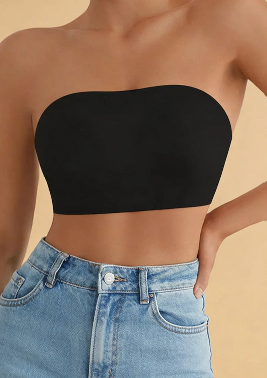 Biustonosz bezszwowy z antypoślizgową taśmą silikonową