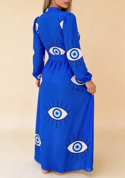 Długie kimono plażowe ze motywem oczu