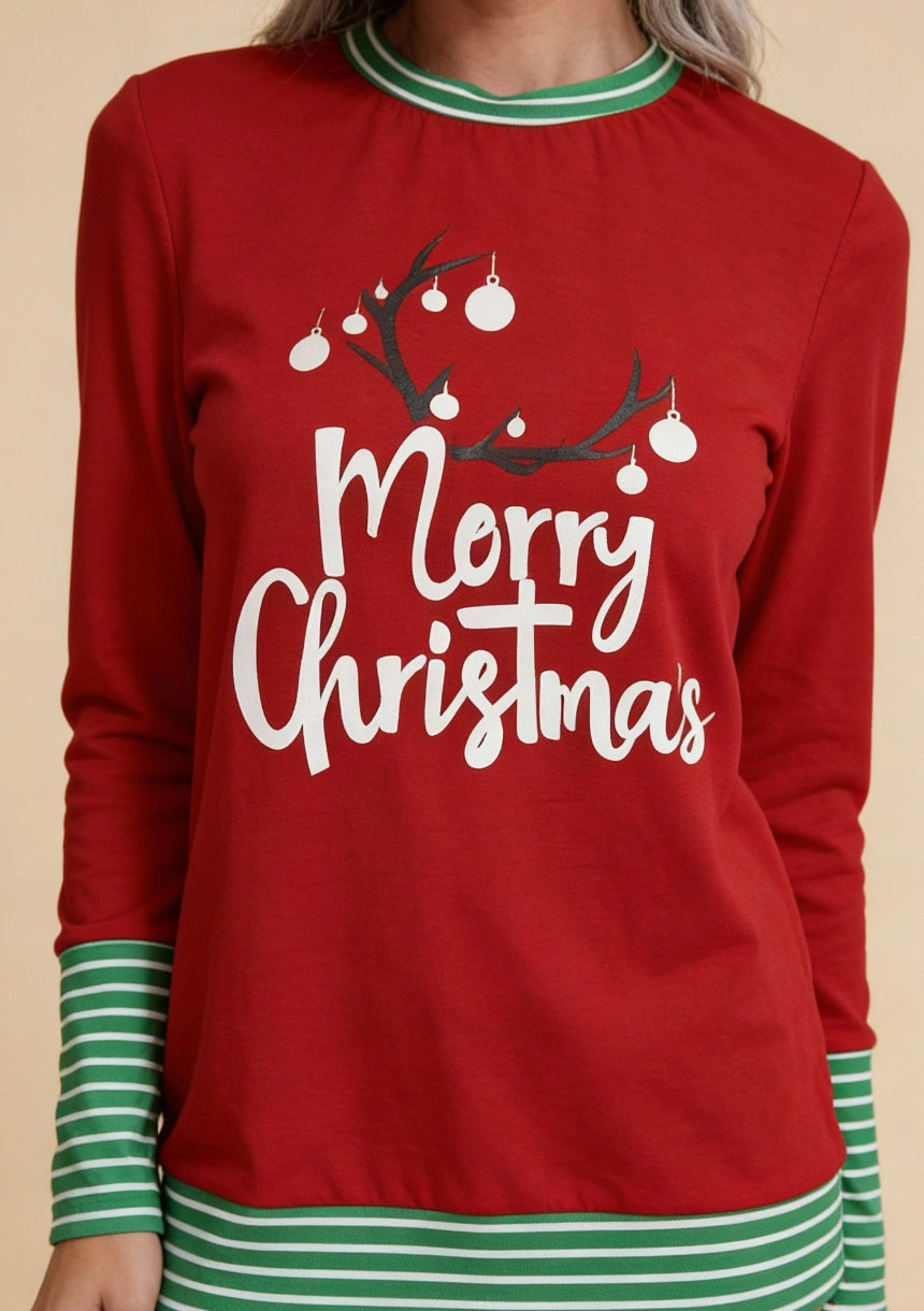 Świąteczna piżama damska z długim rękawem