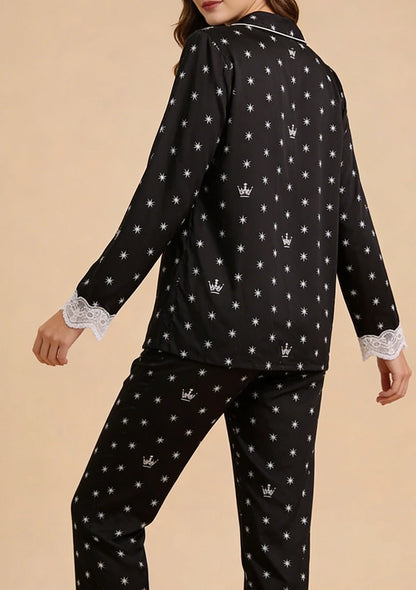 Koszulowa piżama damska z motywem gwiazdek
