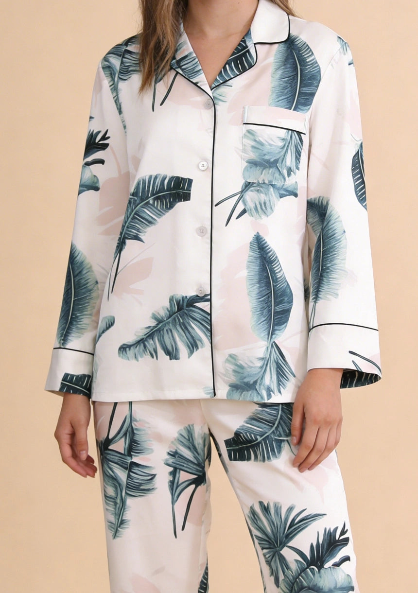 Piżama damska z koszulową górą