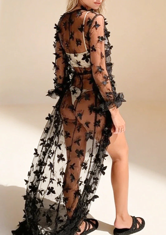 Kimono plażowe z motywem motylków