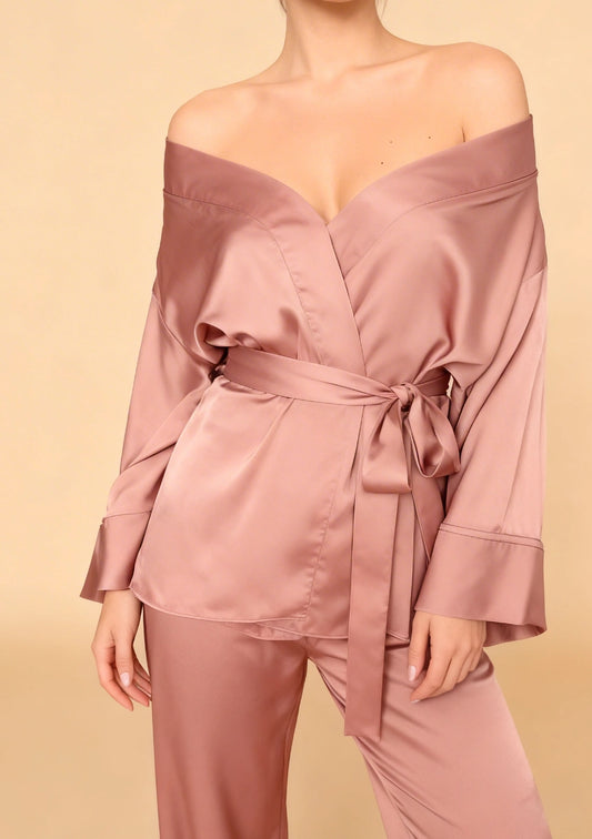 Piżama damska z kopertową górą