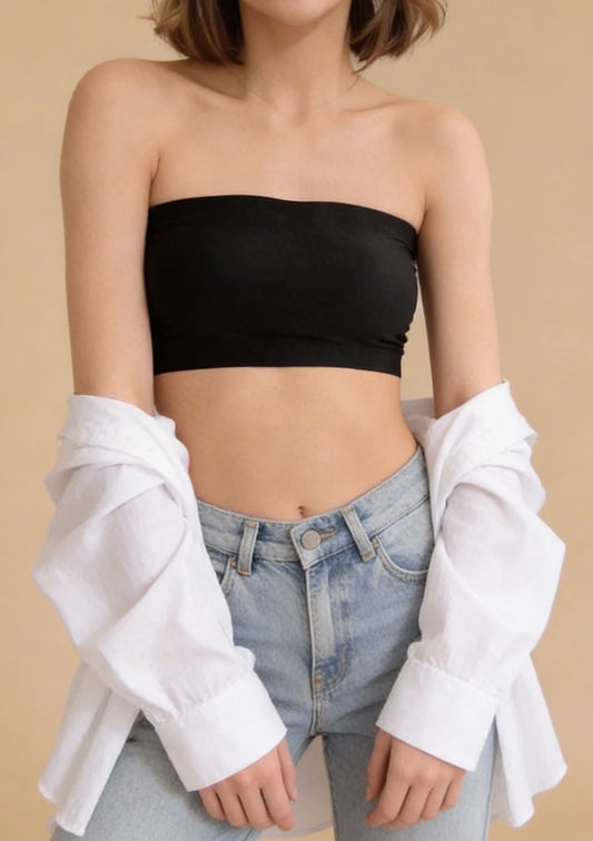 Biustonosz bandeau z paskami na plecach